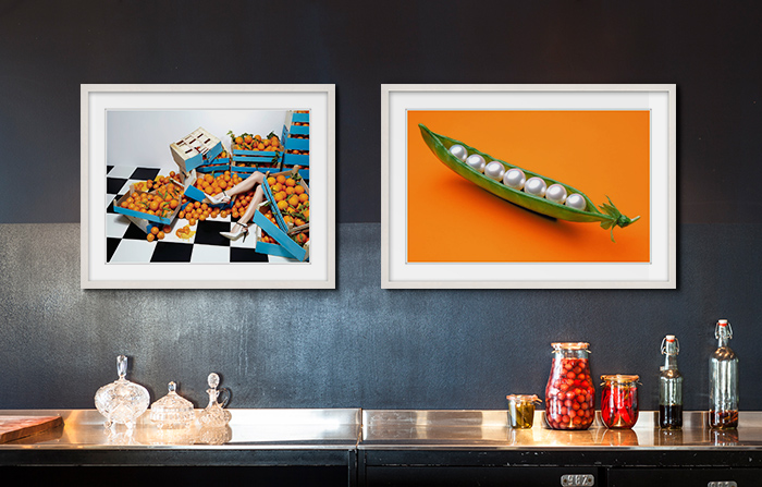 Kitchen Art:Lost in the Supermarket by Catherine Losing and Pearls in a Pod by James Wojcik