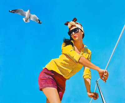  curated paintings prints: Girl with a Seagull by Boglárka Nagy