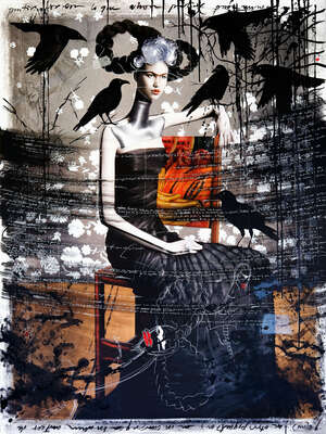  Fashion Art Prints: Frida with crows by Efren Isaza