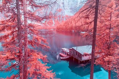  Colorful Wall Art: Color Diversity: Infrared Lake Braies I by Paolo Pettigiani