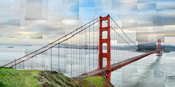  curated digital art prints: Golden Gate Panoramic by Pep Ventosa