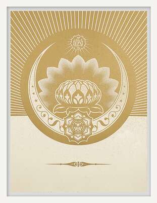   Obey Lotus Crescent (White & Gold) by Shepard Fairey