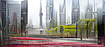  curated acrylic artworks: Shanghai Projections IV by Sabine Wild