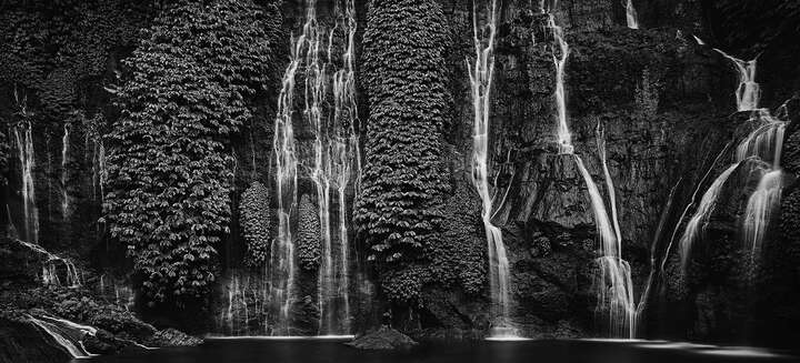  curated black and white prints: Cascade by Tirta Winata